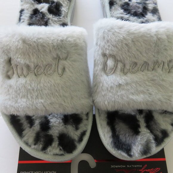 Marilyn Monroe Memory Foam Fuzzy Fur Leopard Indoor Outdoor Slippers Sz 10/11 - Picture 3 of 5
